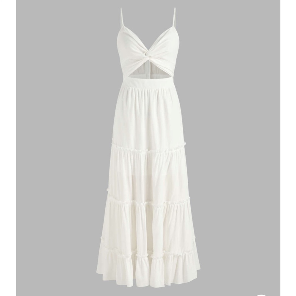 Twisted Cut Out Ruffles Maxi Dress